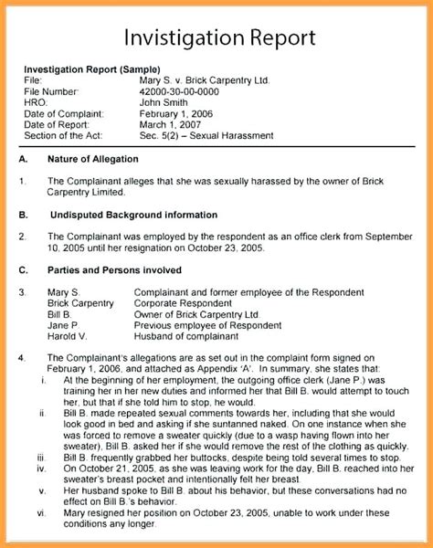 workplace discrimination investigation report template